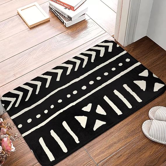 Retro Fashion African Mud Cloth Doormat Carpet Mat Rug Non-Slip Floor Decor Bath Kitchen Balcony17x30 Inch