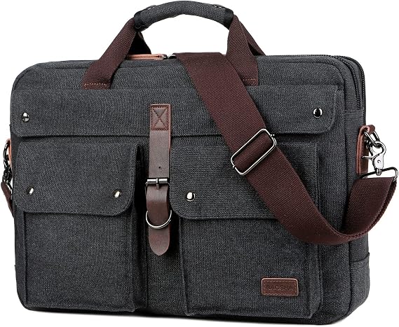 Stylish 17 inch Canvas Laptop Bag Messenger Bag Briefcase Vintage Crossbody Shoulder Bag Military Satchel for Men BC-07