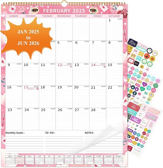 2025 Pet Desk Calendar Large with Spiral Bound, 18 Month Big Calendar from Jan 2025 to Jun 2026, Vertical Large Monthly Desk Calendar 2025-2026 for Wall, Calendario 2025 (17"x22")