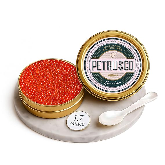 Petrusco Wild Alaska Salmon Roe Ikura Fish Eggs Large Pearls 50g