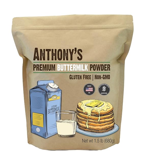 Anthony's Buttermilk Powder, 1.5 lb, Gluten Free, Non GMO, Hormone Free, Keto Friendly, Product of the USA