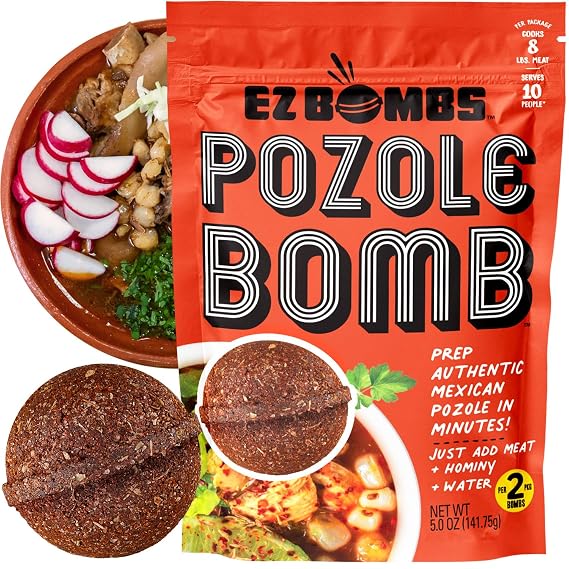 EZ Bombs Pozole Bomb Seasoning, 2 Pack Authentic Mexican Soup Mix for Traditional Pozole, Made with Real Chiles, Herbs & Spices for Quick and Flavorful Meals