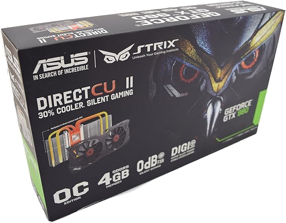ASUS STRIX GeForce GTX 980 Overclocked 4 GB DDR5 256-bit DisplayPort HDMI 2.0 DVI-I Graphics Card