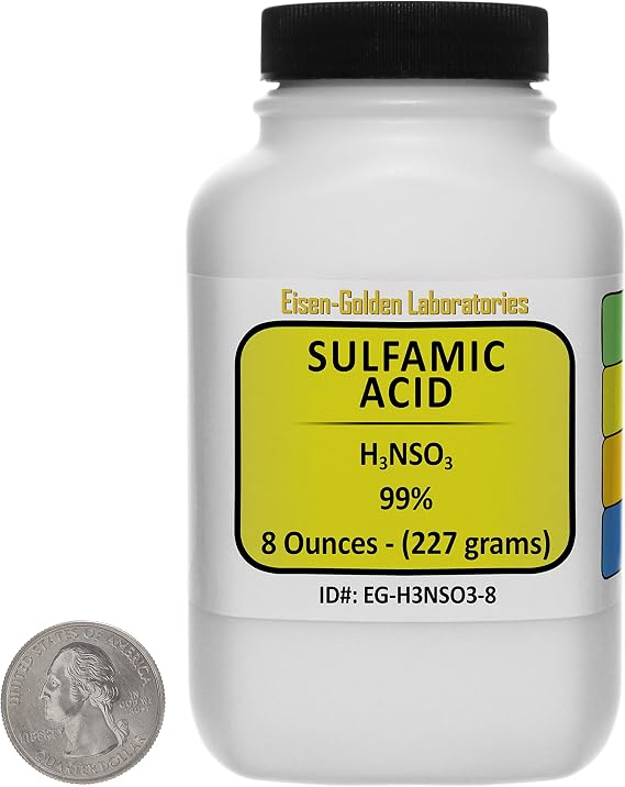 Sulfamic Acid [H3NSO3] 99% ACS Grade Powder 8 Oz in a Space-Saver Bottle
