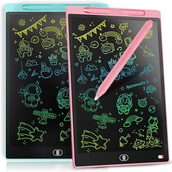 [2 Pack] Genialba LCD Writing Tablet 10-Inch Colorful Doodle Board, Toddler Learning Educational Toys Gifts for 3-8 Years Old Girls and Boys, Electronic Drawing Pad for Kids (Pink&Blue)