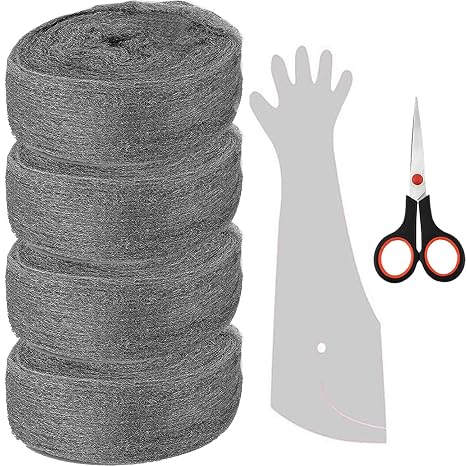 Azuline Steel Wool for Mice Control Steel Wool Pads Steel Wool Rodent Barrier Kit Steel Wool Scrubber Steelwool Rodent for Gap Blocker Fill Fabric for Holes Holes 3 Pack