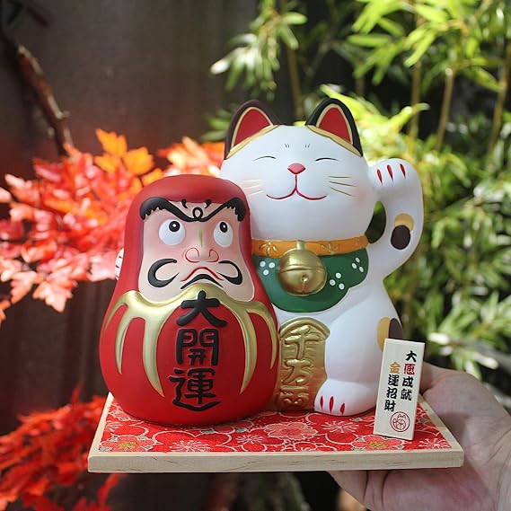 FENGSHUI-CAISHEN Daruma Doll - Good Luck & Well Wishes, Feng Shui Gifts, Feng Shui Decor, Japanese Dharma Doll, Japan Daruma (Red)