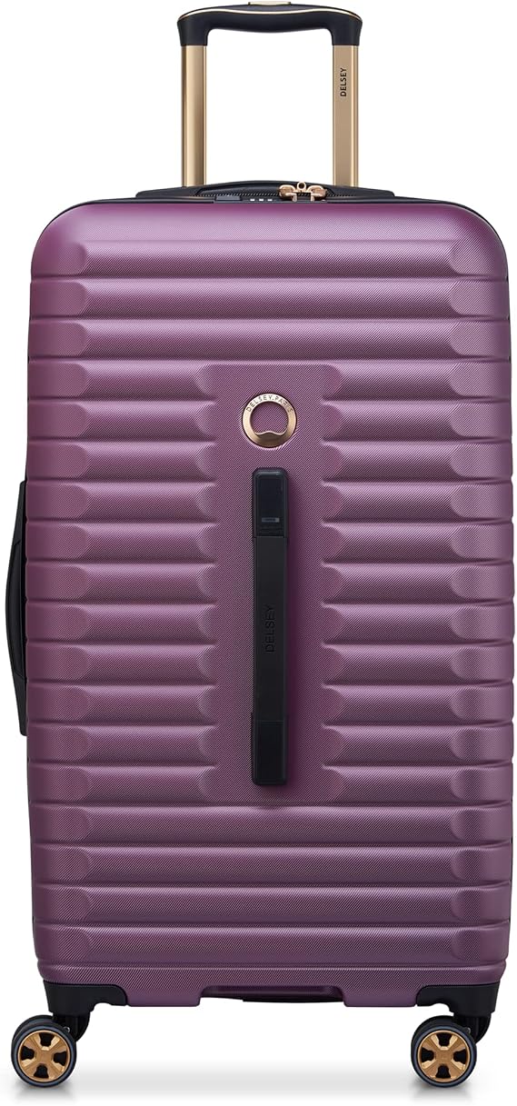 DELSEY PARIS Cruise 3.0, 26 Inch Checked Trunk Luggage, Plum | Expandable Suitcase, Hardside, Lightweight 100% Polycarbonate, Dual-Density Spinner Wheels, TSA Lock