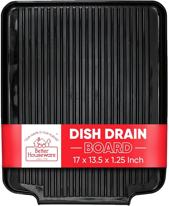Better Houseware Dish Drain Board Tray for Kitchen Counter Drying Rack Dish Drainer Tray Ideal Rigid Drainboard, Dish Rack Drain Board - 17x13.5x1.25