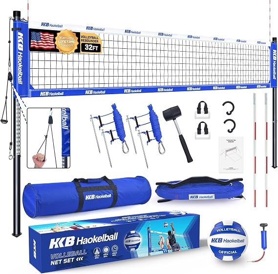 Haokelball Professional Outdoor Heavy Duty Volleyball Net Set for Backyard