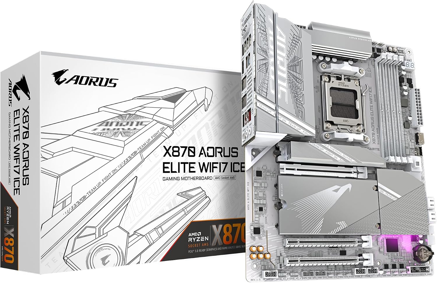 Gigabyte Anakart Amd Am5 Atx X870 Aorus Elite Wifi7 Ice