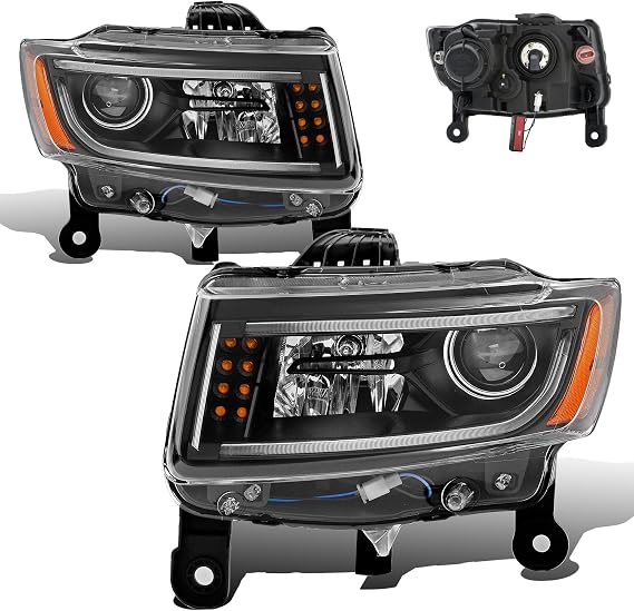 Black Projector Plank Style Headlights For Jeep Grand Cherokee - (Pair)