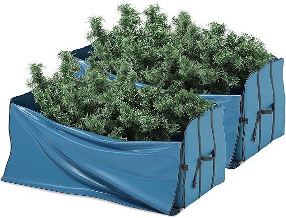 Christmas 2 Pack Tree Storage Bag - Fits Up to 7.5. ft. Tall Holiday Artificial Disassembled Trees with Durable Reinforced Handles & Dual Zipper - Waterproof Material with Wide Opening