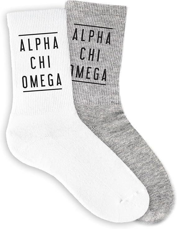 sockprints Sorority Name Printed in Black on White Ladies Crew Socks