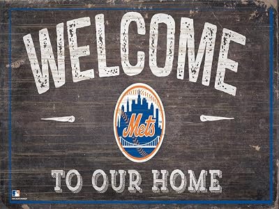 Mets 12 x 6 Distressed Welcome To Our Home Wood Sign