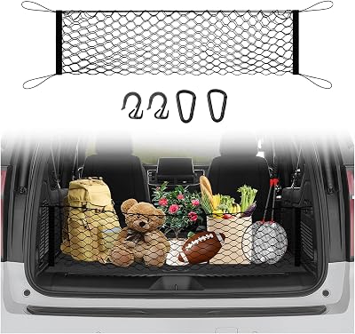 Karltys Envelope Style Cargo Net for 2021-2025 2026 Chevy TahoeSuburbanGMC Yukon Accessories, Adjustable Rear Trunk Cargo Net for Chevrolet Tahoe, Heavy Duty Elastic Netting Organizer for Yukon