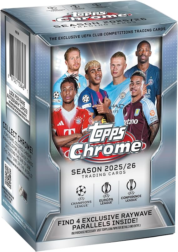 2025-26 Topps Chrome UEFA Club Competitions Soccer - Factory Sealed - Value Box