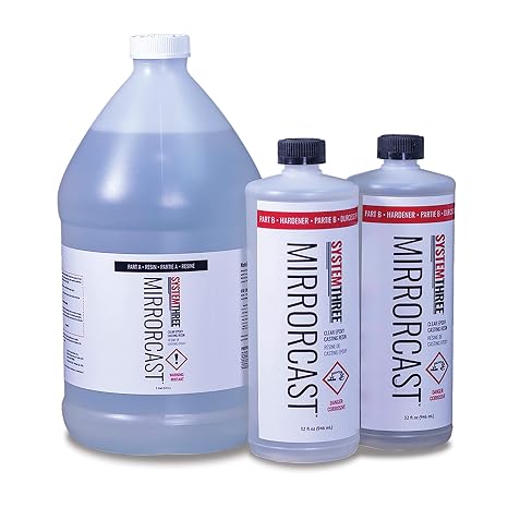 System Three Resins 0530K46 MirrorCast Epoxy Casting Resin Void Filler Kit, Clear, 1.5 Gal