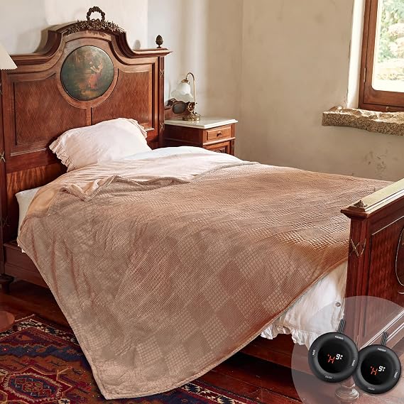 Texciting Heated Blanket Queen Size,Electric Blanket,ETL Certified,Fog Rose