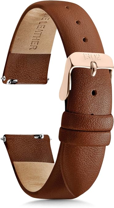 Leather Watch Bands for Women and Men, Quick Release Watch Band, 12mm,14mm,16mm,18mm,20mm and 22mm Easy Interchangeable Strap