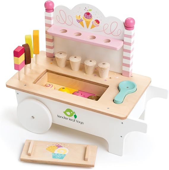 Tender Leaf Toys Ice Cream Cart, 14.76-inch Length