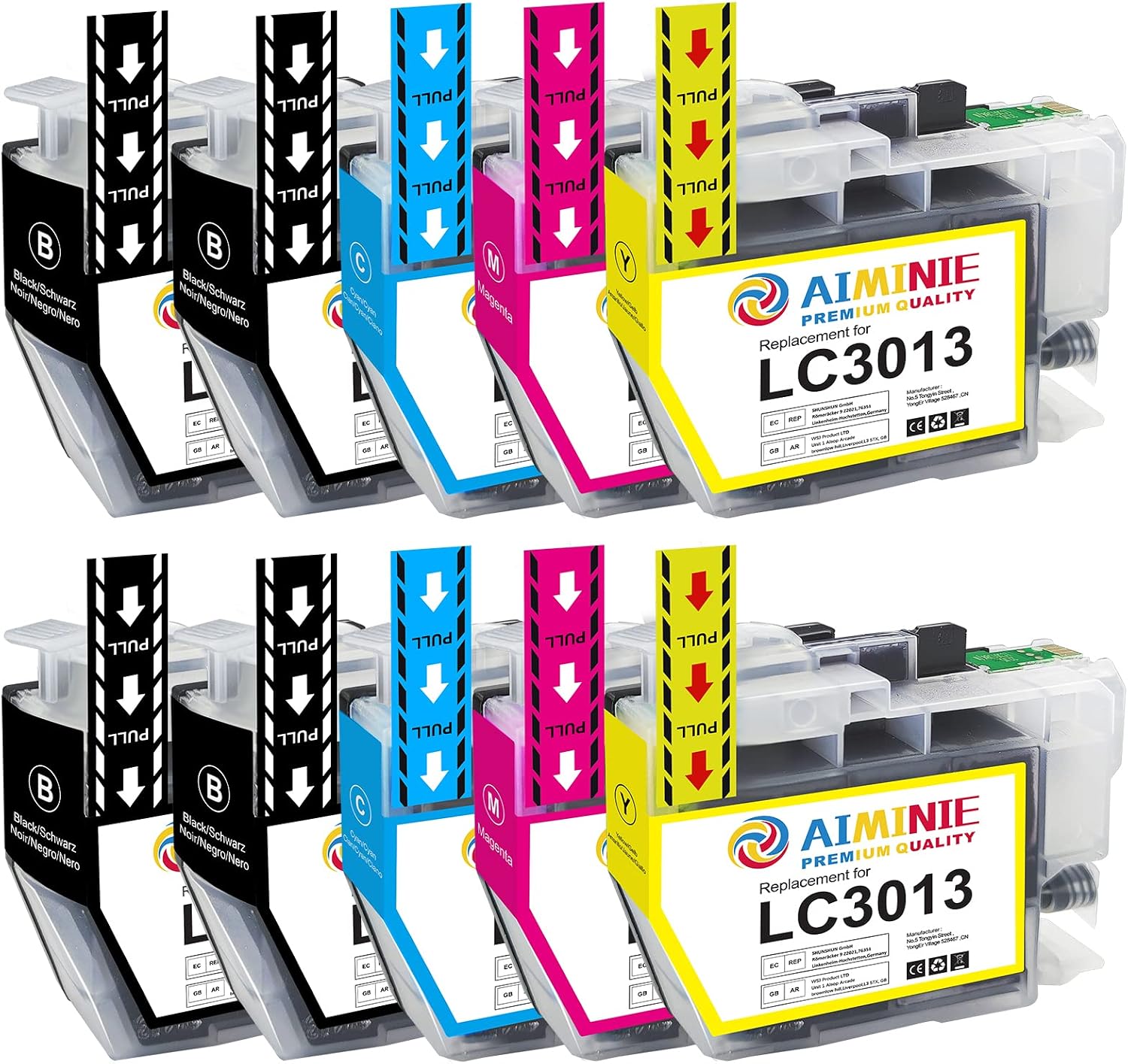 AIMINIE LC3013 Compatible Ink Cartridge Replacement for Brother LC3013 LC-3011 10PK, Use with MFC-J487DW MFC-J491DW MFC-J497DW MFC-J690DW MFC-J895DW Printers 4 Black, 2 Cyan, 2 Magenta, 2 Yellow