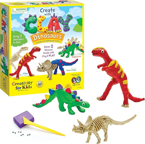 Creativity for Kids Create with Clay Dinosaurs: Sensory Craft, Creative Toy, Dinosaur Children's Toy, Boy Gifts, Spring Crafts for Kids (Ages 5+)