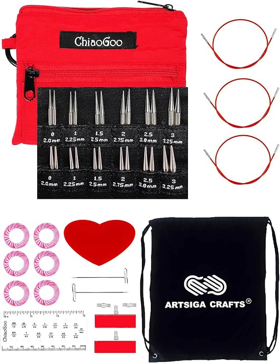 ChiaoGoo Twist Shorties Red 2 & 3 Inch 7230-M Interchangeable Set