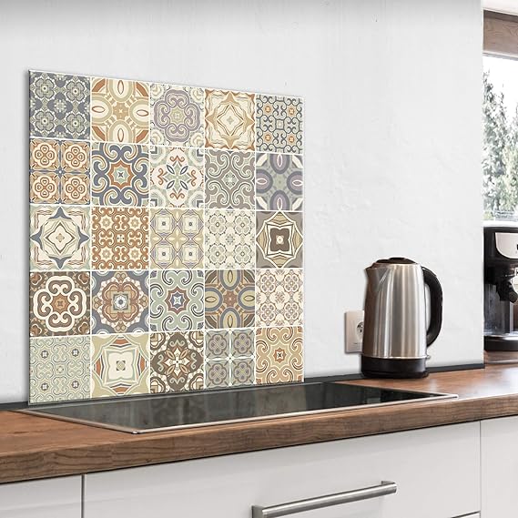 murando Spritzschutz Glas für Küche 60x60 cm Küchenrückwand Küchenspritzschutz Fliesenschutz Glasbild Dekoglas Küchenspiegel Glasrückwand Fliesen Mosaik - f-B-0300-aq-a