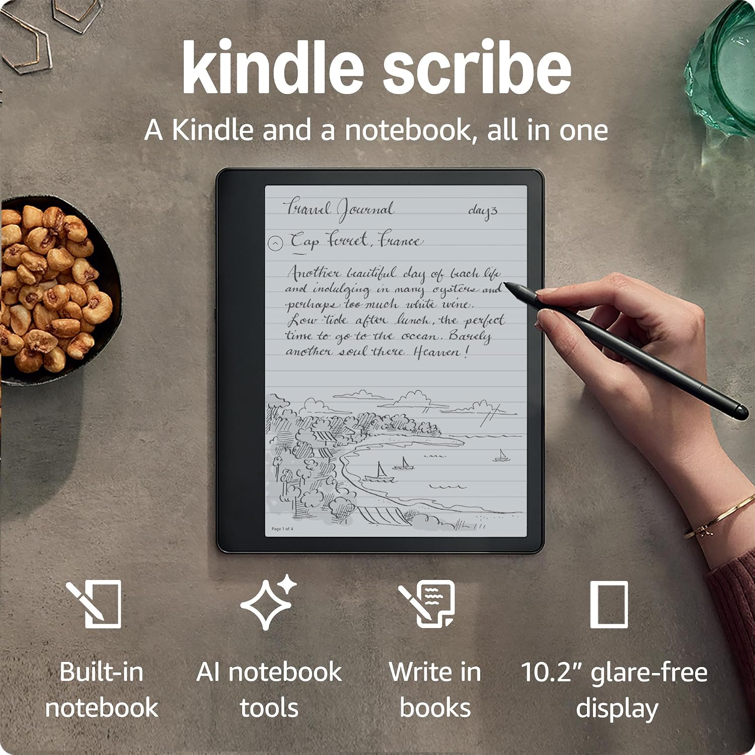 Kindle Scribe (2022 release) - 64 GB, the first Kindle and digital notebook, all in one, with a 10.2" 300 ppi Paperwhite display, with built-in notebook summarisation. Includes Premium Pen