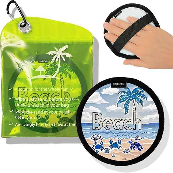 Beach Sand Remover Bag,Sand Remover Eraser with Elastic Band,Beach Vacation Essentials,Must Haves, Reusable Eco Gift for Women (Blue)
