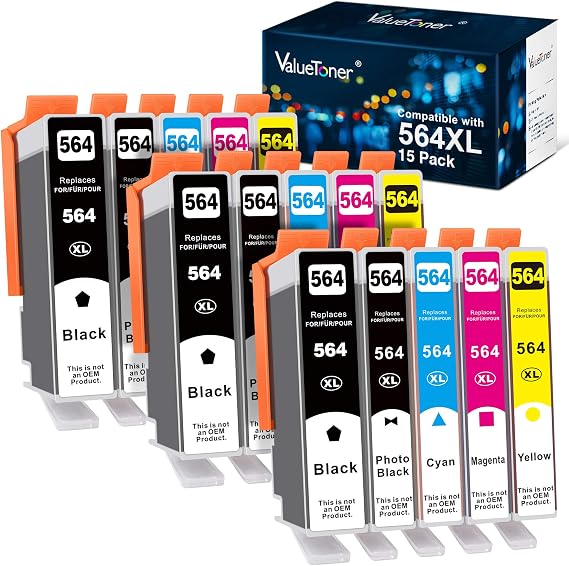 15-Pack 564XL Ink Cartridges for HP Printers for HP 564 Ink Cartridges XL