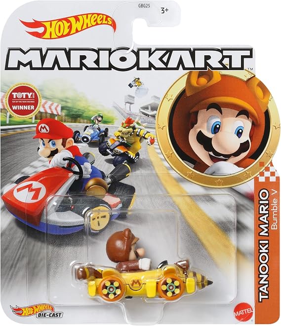 Hot Wheels Modellino DieCast TANOOKI Mario Bumble V da Super Mario Kart - Scala 1:64 Lunghezza 5cm