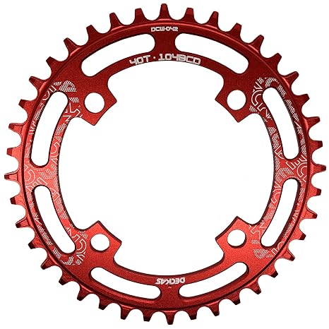 Round Chainring 104BCD 40T 42T 44T 46T 48T 50T 52T Narrow Wide Chainring for 7 8 9 10 11 12 Speed Chains (Round Red, 46T)