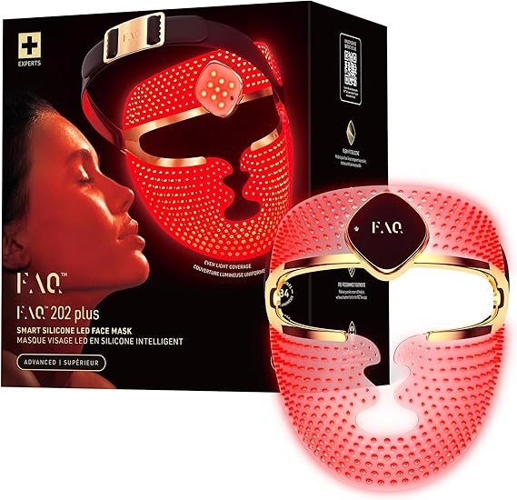 FAQ 202 Plus Gelişmiş 8 Renkli LED Yüz Maskesi – Işıltılı Görünüm İçin Kablosuz Cilt Bakımı – 634 Işık Noktasıyla Tam Kapsama Sağlayan Giyilebilir Cilt Bakım Cihazı