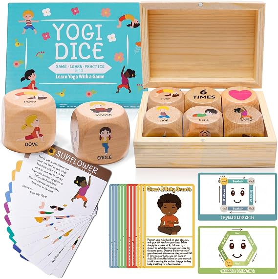 Garybank Kids Yoga Dice Set - Yoga Pose Practice Card Set for Kids