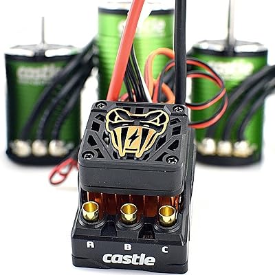 Castle Creations Copperhead 10 Brushless ESC  1412-2100KV 5mm Sensored Motor Combo, CSE010016615, Black, Green