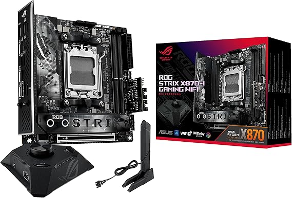 ASUS ROG Strix X870-I Gaming WiFi AMD X870 AM5 DDR5 8400 HDMI 2xUSB4 2X M2 USB3.2 WiFi 7 + BT Aura RGB 2.5Gbit LAN Mini ITX 10+2+1 Power Stages, Dual USB4, ROG Strix HIVE II Motherboard