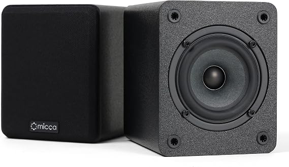 Micca COVO-S 2-Wege Passive Bücherregal-Lautsprecher Verstärker erforderlich Nicht für Plattenspieler 3-Zoll-Tieftöner 075-Zoll-Hochtöner Wandmontage Paar Schwarz