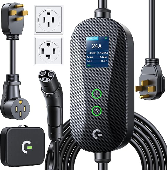 Level 2 Tesla Charger, 24A Adjustable Current & Timer, 21FT Cable, For NACS
