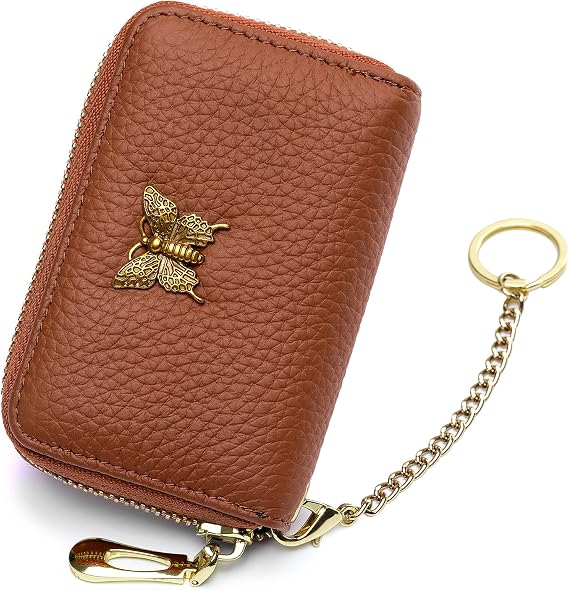 imeetu RFID Credit Card Holder for Women, Business Card Wallet (Brown)
