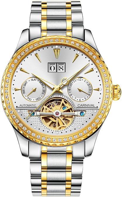 TEINTOP Carnival Complications Men's Automatic Mechanical Watch Rhinestones Bezel