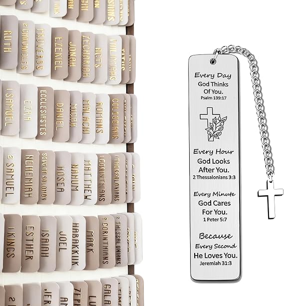 75pcs Bible Tabs, Laminated Scripture Index Tabs with Metal Bookmark