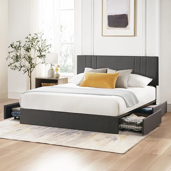 Zinus Billie Platform Bed Frame, Four Underbed Storage Drawers, Full