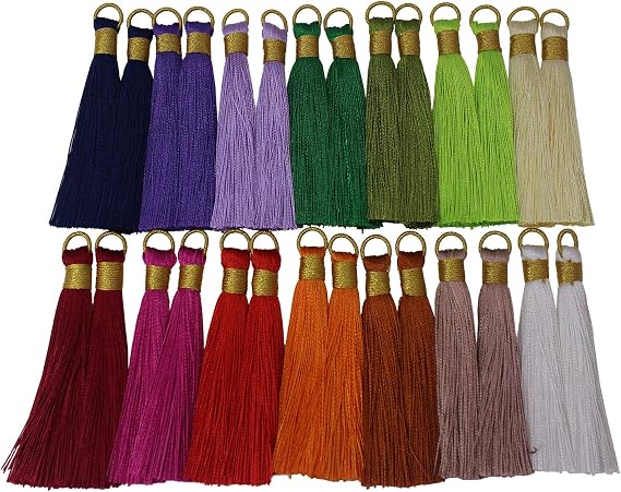 3.1" Assorted Silk Tassels 28pcs for Bookmarks,Crafts