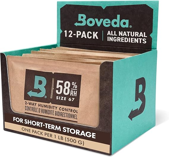 Boveda 58% Humidity Control Packs, Size 67, 12-Ct For Storing Up to 1 lb
