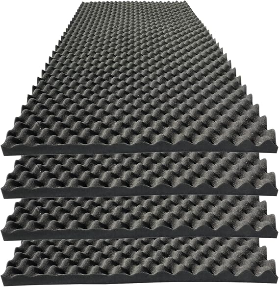 4 PCS Acoustic Panels,48''X24''X2'' Egg Crate Foam Soundproof Foam Wall Panels,High Density Fireproof Noise Cancelling Foam Studio Foam Panel,Noise (Black)