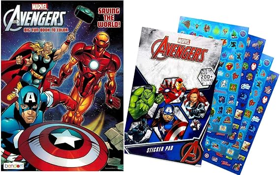 2325687 Avengers 80 Page Coloring Book Marvel Avengers Hero Sticker Book Over 200+ Perfect for Gifts, Party Favor, Goodies, Reward, Scrapbooking, Children Craft, School for Kids Girls, Boys