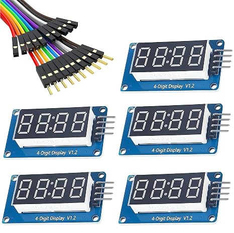 [5 pcs] 4 Digit 7 Segment Digital Tube LED Display Board,4-Digit LED Display Module with Adjustable Brightness for Arduino