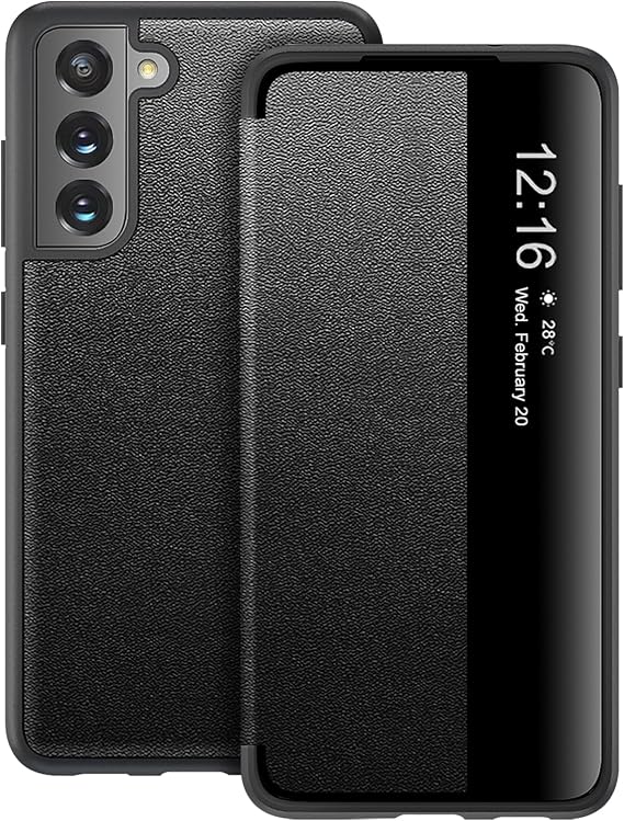 Mobile Phone Case for Samsung Galaxy S22 Plus Case S View Flip Case Translucent Flip Mobile Phone Case Soft Silicone Bumper 360 Degree Scratch-Resistant Shockproof Protective Case for Samsung S22